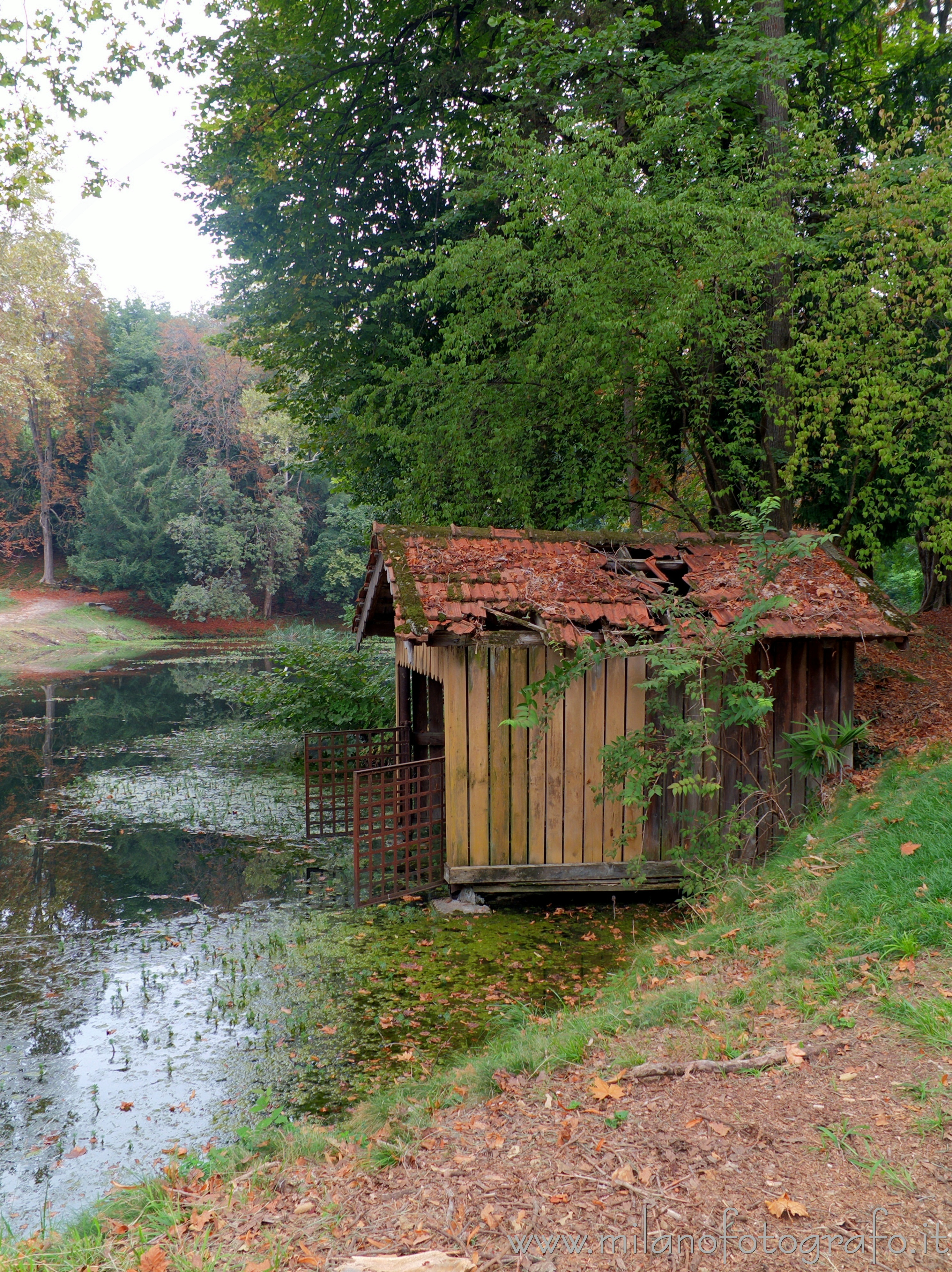 Sirtori (Lecco, Italy) - The boathouse in the pond of the park of Villa Besana